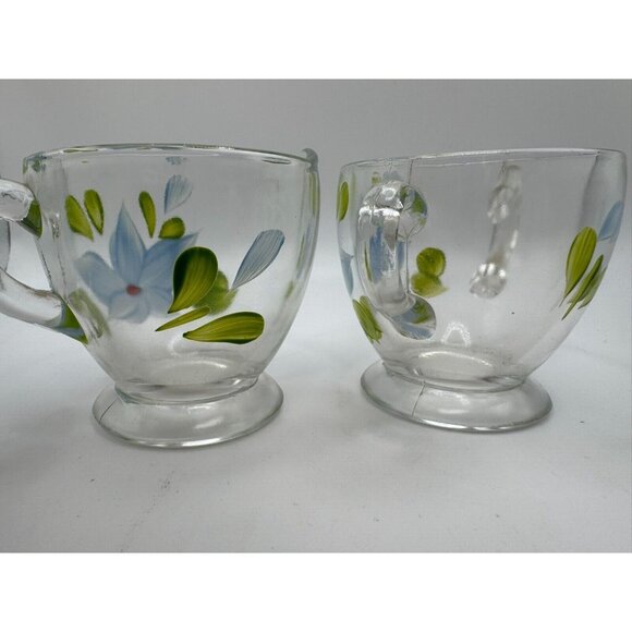 Vintage Bartlett Collins Creamer Sugar Bowl Blue Flowers Gay Fad 50’s Vtg - Picture 4 of 8